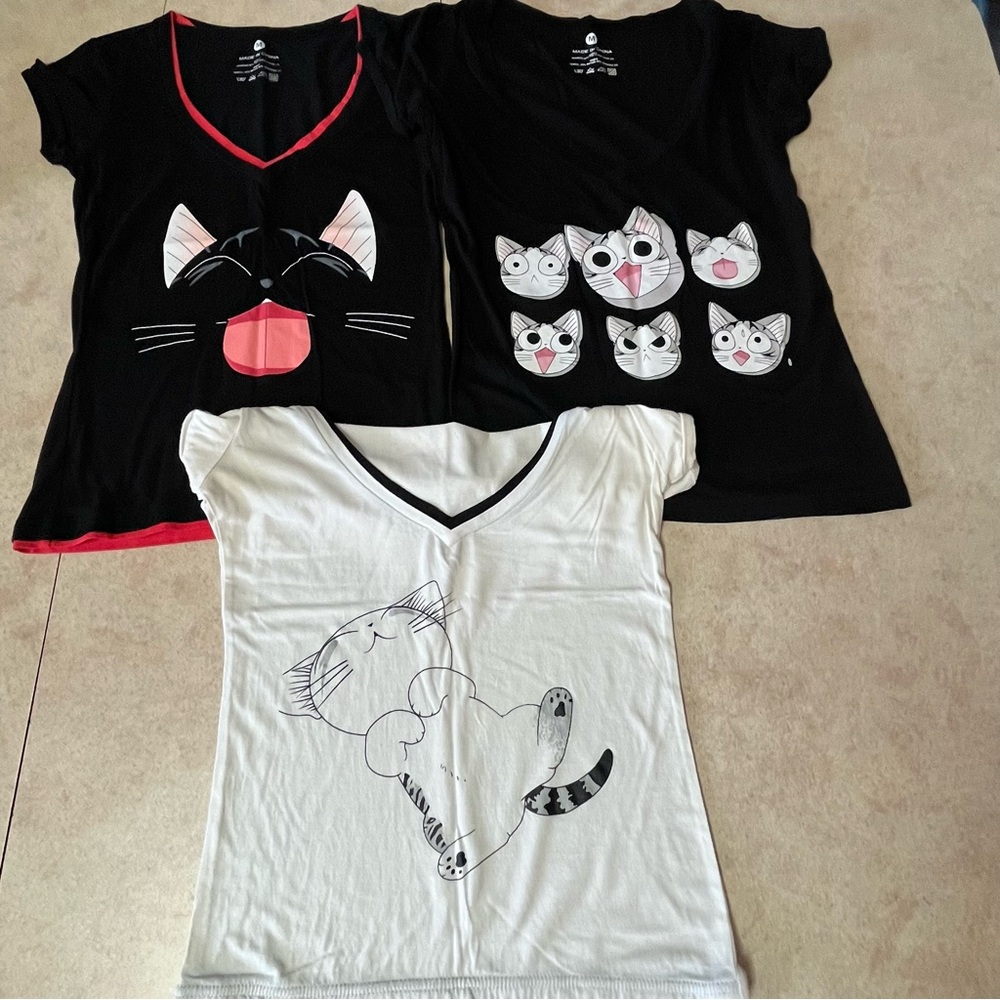 Anime Cat T-Shirts Set of 3